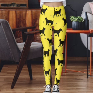 Sött gult och svart djur husdjur prickar kattmönst leggings