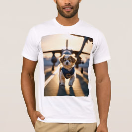 Sött gyllene valp som går på vägen Konst T Shirt