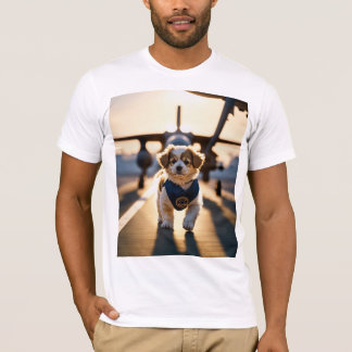Sött gyllene valp som går på vägen Konst T Shirt