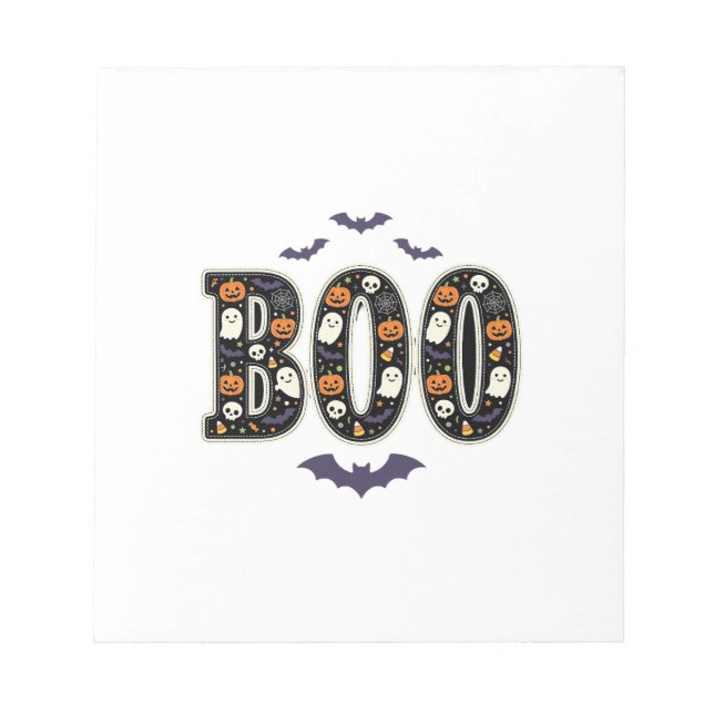 Sött Halloween Boo Spökpumpa Design Anteckningsblock (Framsida)