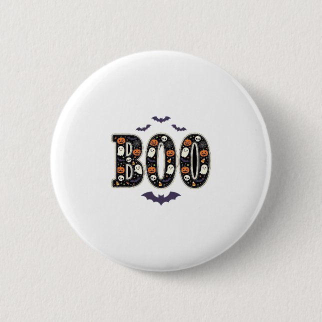 Sött Halloween Boo Spökpumpa Design Knapp (Framsida)