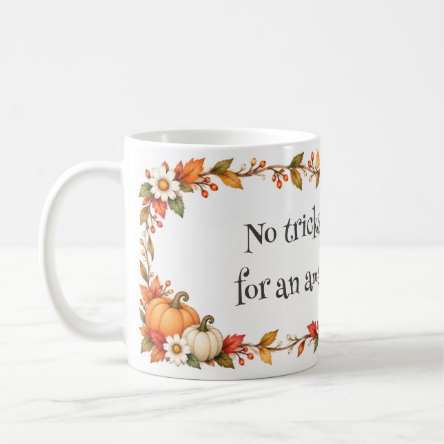 Sött Halloween-lärarpresent Inga tricks bara godsa Kaffemugg (Vänster)