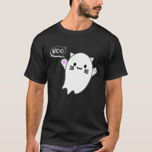 Sött Halloween litet kattdjur flygande spöke Boo k T Shirt