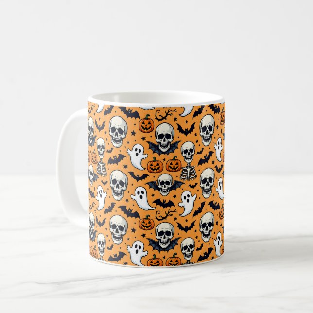 Sött Halloween-mönster Kaffemugg (Framsida vänster)
