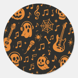 sött Halloween-musikdekal Runt Klistermärke