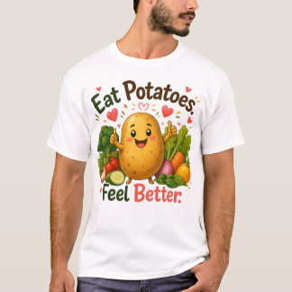 Sött Hälsosamt Potatisteckning Design T Shirt