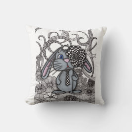 Sött Handritad Kanin Zen Doodle Kudd Kudde