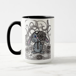 Sött Handritad Kanin Zen Doodle Tvåtons M Mugg