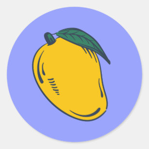 Sött Handritad Mango Frukt Runt Klistermärke