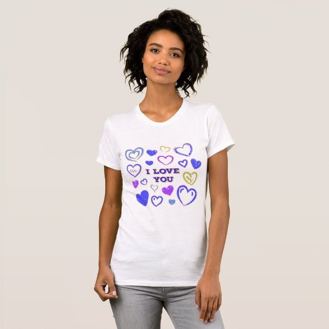 Sött Handritat Hjärta T Shirt (Hel framsida)