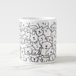 Sött Handritat Hund Doodle Design Jumbo Mugg