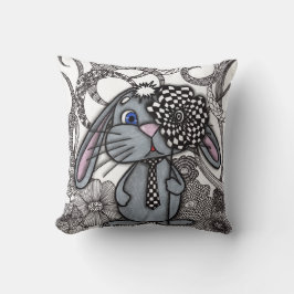 Sött Handritat Kanin Kanin Zen Doodle Kastrull Kud Kudde