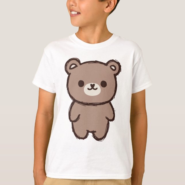 Sött Handritat Teddybjörn - Bedårande Brunbjörn T Shirt (Framsida)
