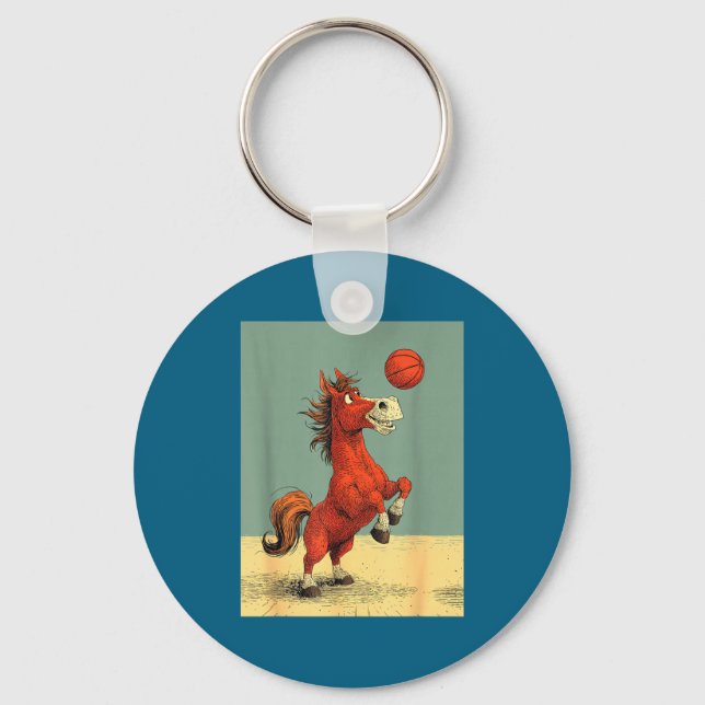 Sött hästsport rolig basket serie design  nyckelring (Framsida)