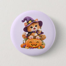 Sött häxkotts Halloween-knappnål