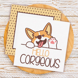 Sött Hej Corgi Hund Anteckningskort