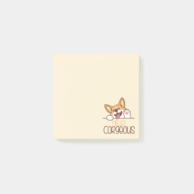 Sött Hej Corgi Hund Post-it Block (Framsida)
