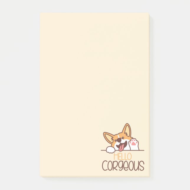 Sött Hej Corgi Hund Post-it Block (Framsida)