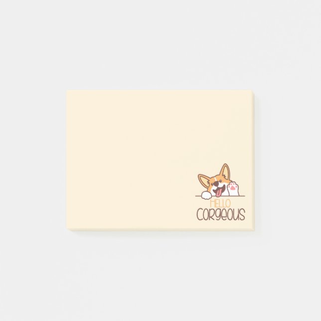 Sött Hej Corgi Hund Post-it Block (Framsida)