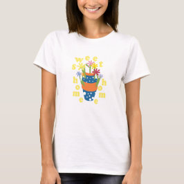 Sött Hem Funky Blomma T Shirt