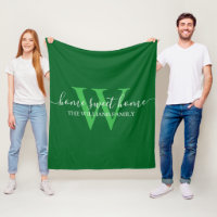 Sött hem i hemmet,vit grönt i familjen monogram
