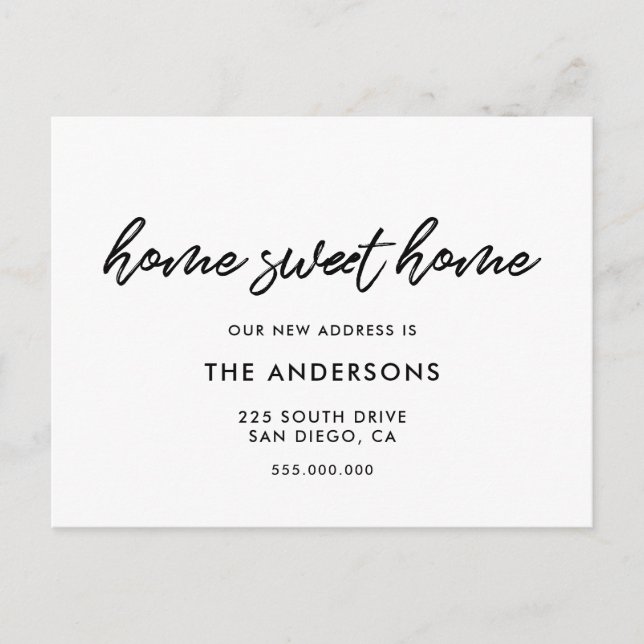 Sött hem Modern flytta-meddelande Vykort (Framsida)