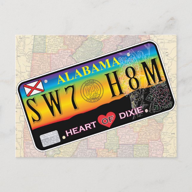 Sött hemmakort för Alabama-vykort (Karta-serien) Vykort (Framsida)