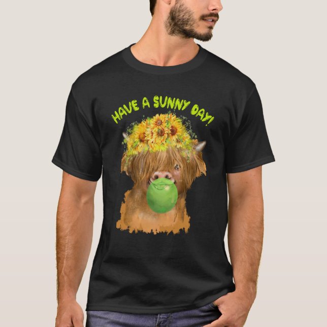 Sött Highland-kalv  Ha en solig dag T Shirt (Framsida)