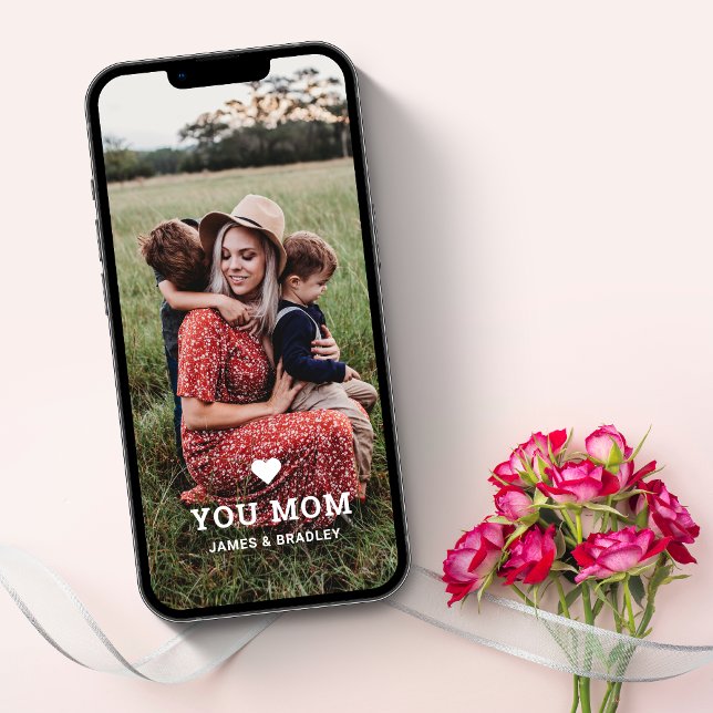 Sött HJÄRTA ÄLSKAR DIG MAMMA Mors dag Foto Kort (Skapare uppladdad)