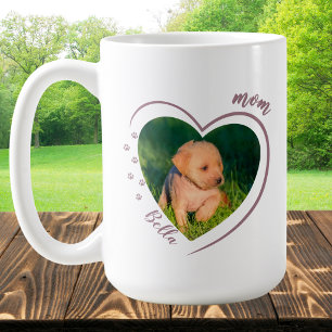 Sött hjärta foto tassavtryck hund katt mamma kaffemugg