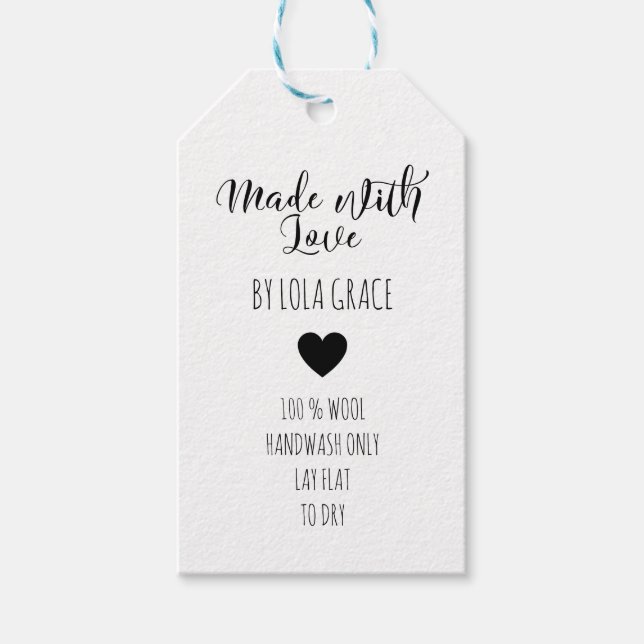 Sött hjärta gjort med kärlek kraftpapper presentetikett (Framsidan)