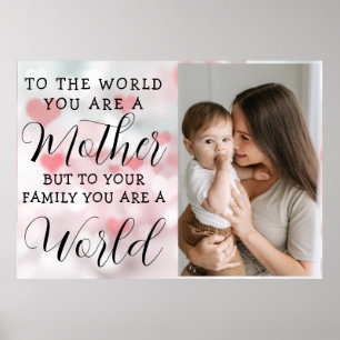Sött HJÄRTA KÄRLEK DU MAMMA Mors dag Foto Poster