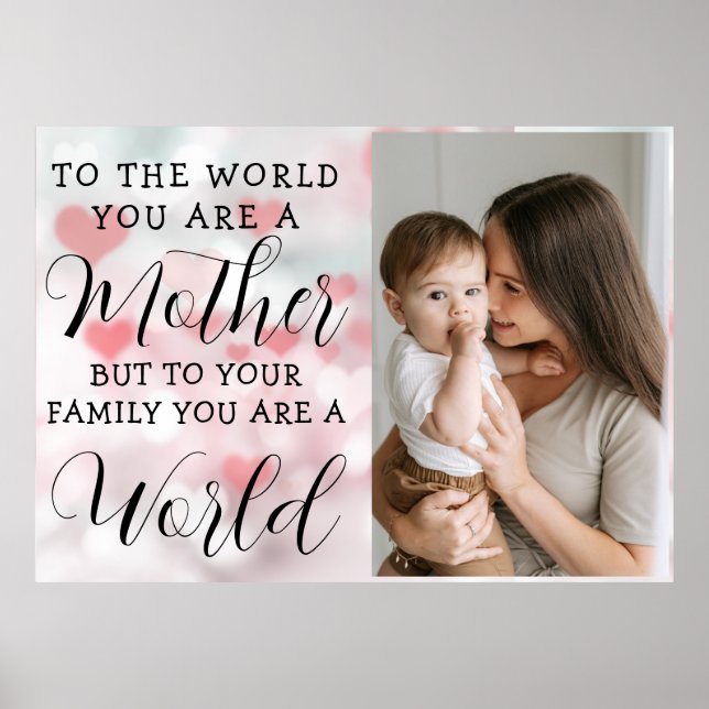 Sött HJÄRTA KÄRLEK DU MAMMA Mors dag Foto Poster (Framsidan)