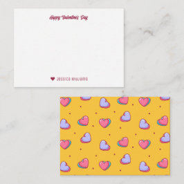 Sött hjärta kärleksmönster gult Alla hjärtans dag Anteckningskort
