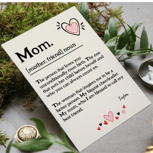 Sött hjärta Mamma-ordbok Mors dag Julkort