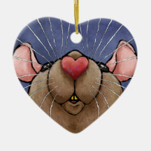 Sött hjärta råtta ornament