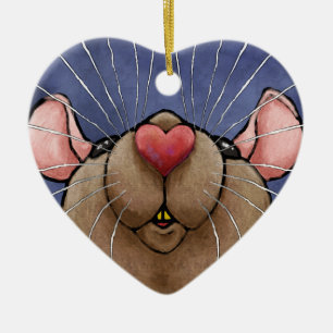 Sött hjärta råtta ornament