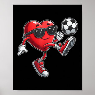 Sött hjärta spelar fotboll Alla hjärtans dag fotbo Poster