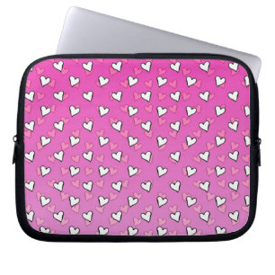 Sött hjärtmönster i olika nyanser av rosa och vitt laptop fodral