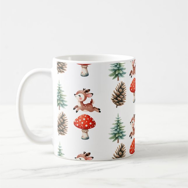 Sött hoppande babyren Christmas-mönster Kaffemugg (Vänster)