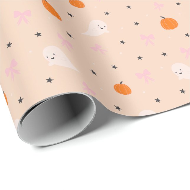 Sött höst-Halloween-spök-mönster inslagningspapper (Rullad Hörn)