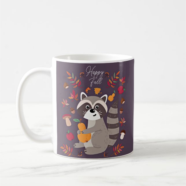 Sött hösttvättbjörn med anpassad text  kaffemugg (Vänster)
