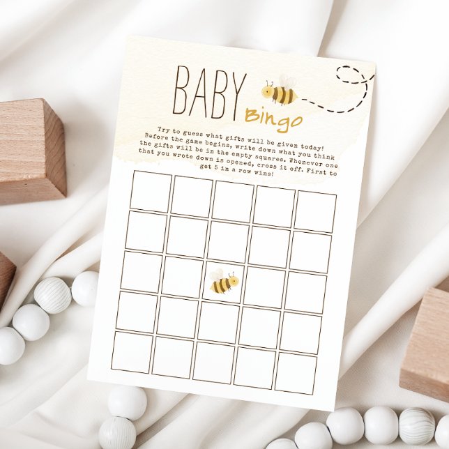 Sött Humla-babyskor Baby Bingo-spelkort Inbjudningar (Skapare uppladdad)