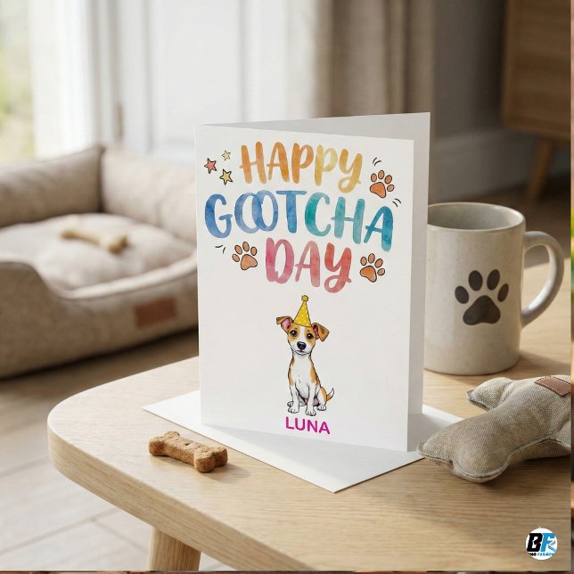 Sött Hund Adoptivdag Jubileum Glad Gotcha-dagen Kort (Skapare uppladdad)