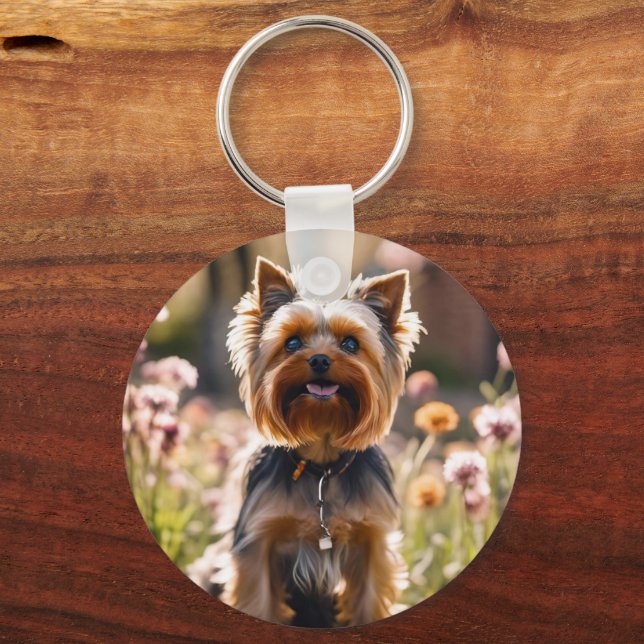 Sött Hund Ditt Foto Rosenskär Namn Nyckelring (Framsida)