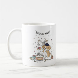 Sött Hund Födelsedagsfirande Lekfull Födelsedagsfi Kaffemugg