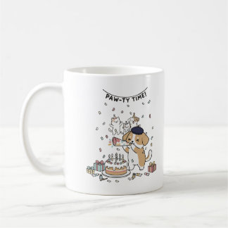 Sött Hund Födelsedagsfirande Lekfull Födelsedagsfi Kaffemugg