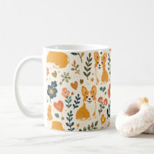 Sött Hund Folklig Konst Whimsical Handritad Hund