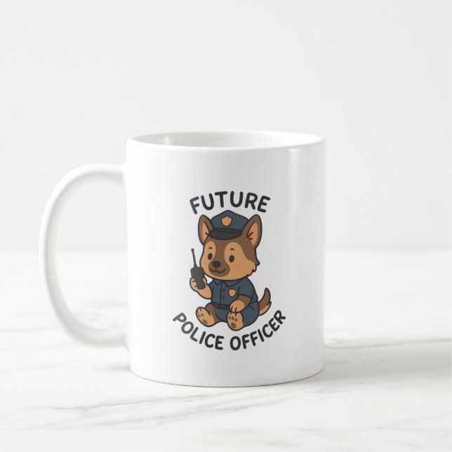 Sött Hund Framtida Polisman Tema Kaffemugg (Vänster)