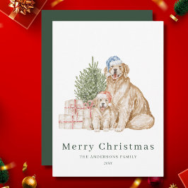 Sött hund grönska jul julkort